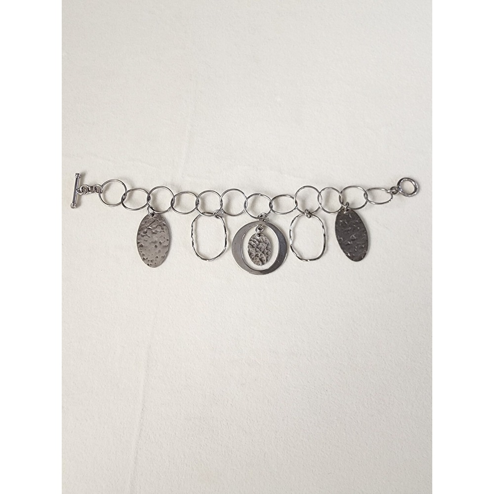 Vtg 925 Sterling Silver Hammered Disc Ring 7.76" Bracelet 16.17 Grams FREE $HIP!